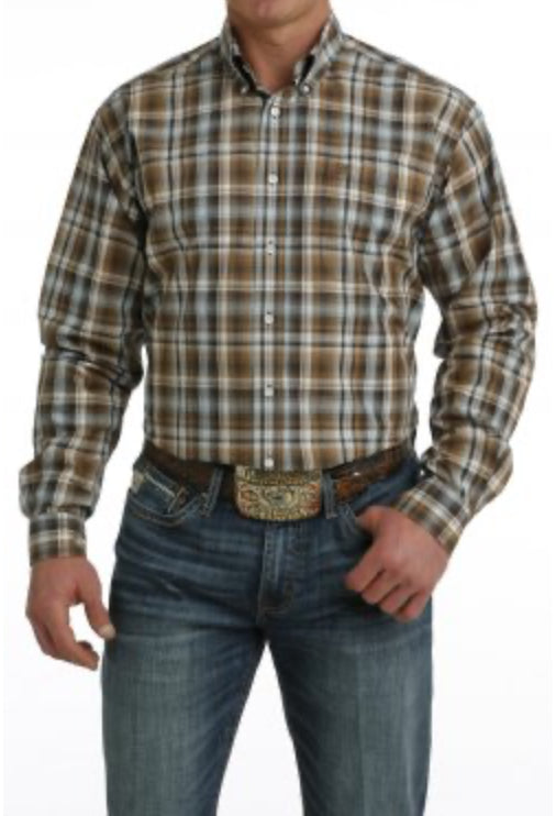 Cinch Mens Brown Check Shirt MTW1105743
