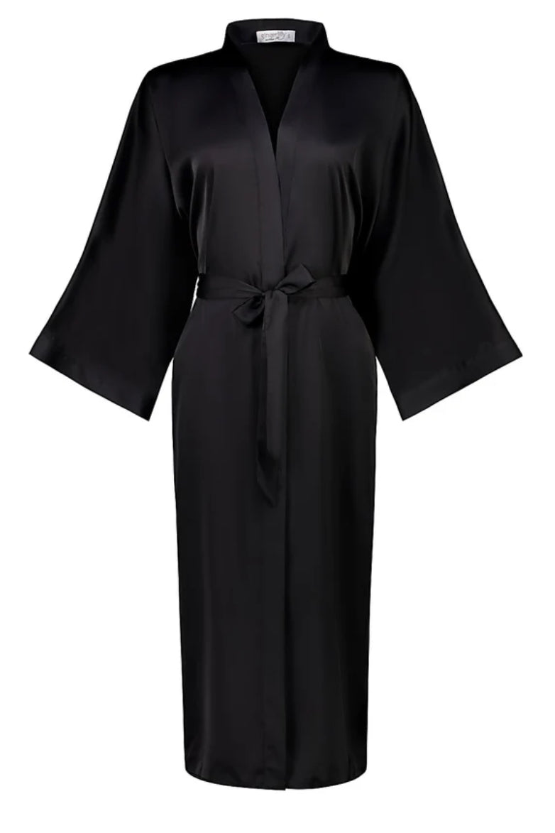 Gingerlilly Bethany Black Satin Robe