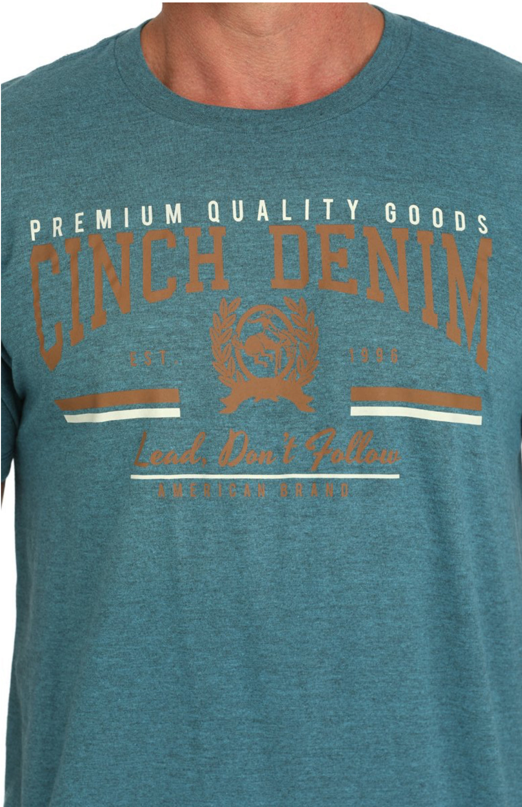 Cinch Mens Denim T-shirt - Teal - MTT1690676