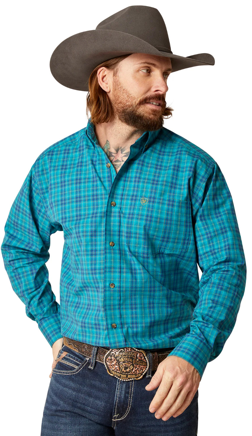 Ariat Mens Brixton L/S Spellbound Teal Shirt 10046198