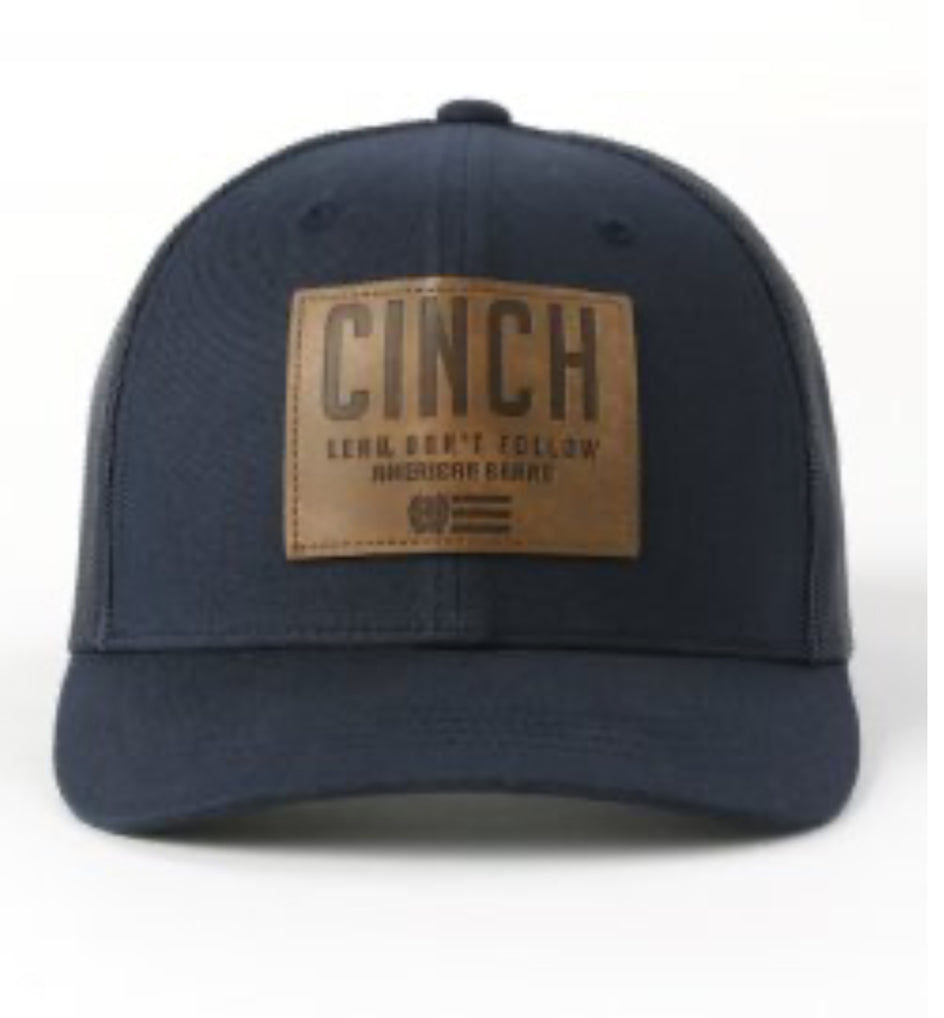 MEN'S LEATHER PATCH CAP - NAVY