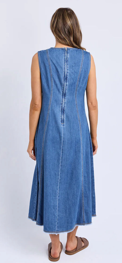 Foxwood Ladies Solene Denim Dress in Mid Blue