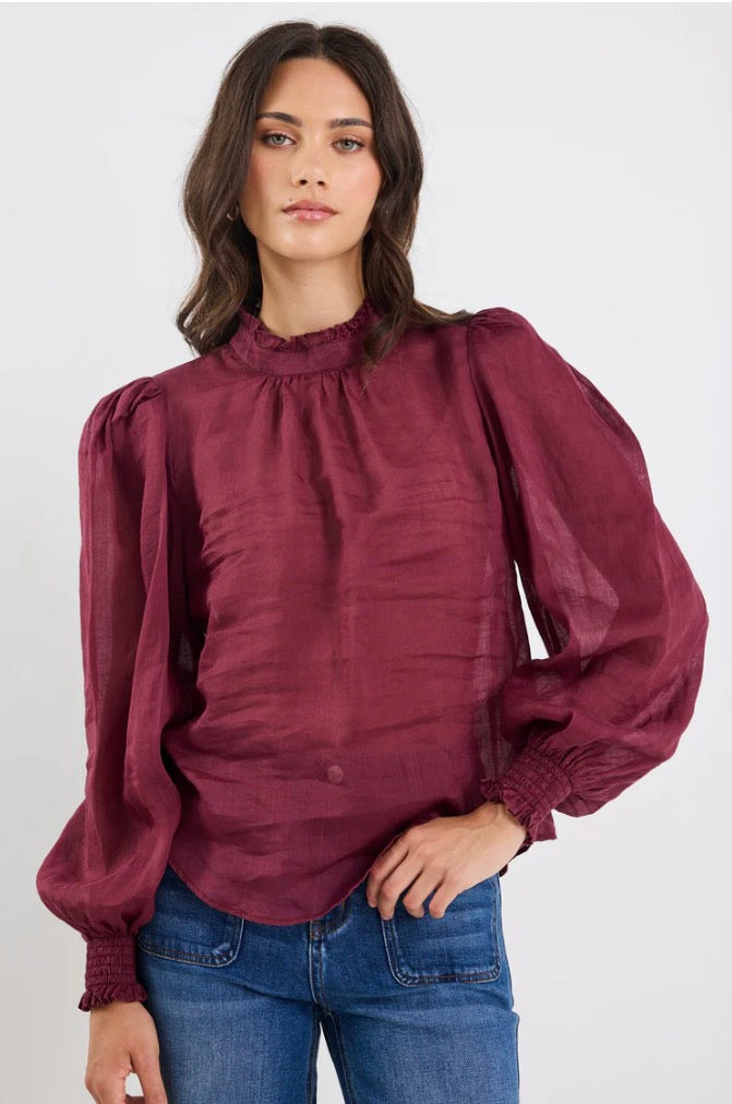 Poet Sheer Long Sleeved High Neck Top in 2 colours