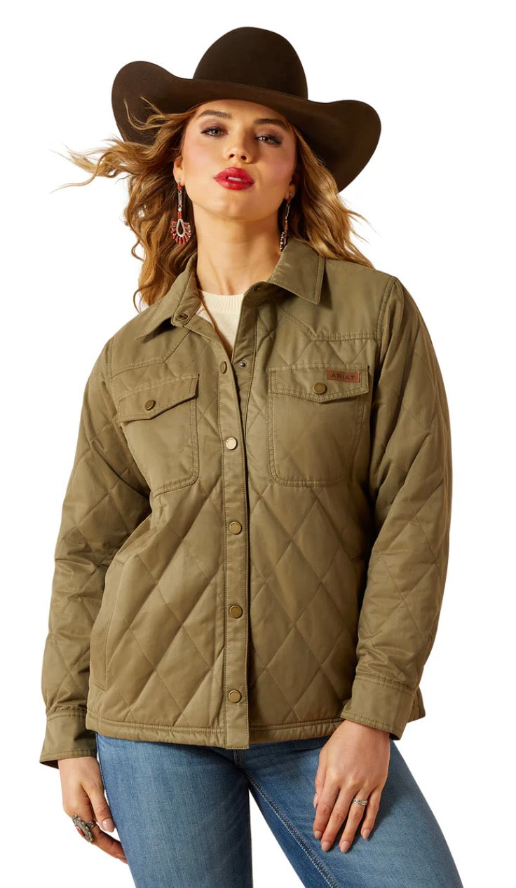 Ariat Ladies Grizzly Quilted Barn Jacket Dusky Green 10062813