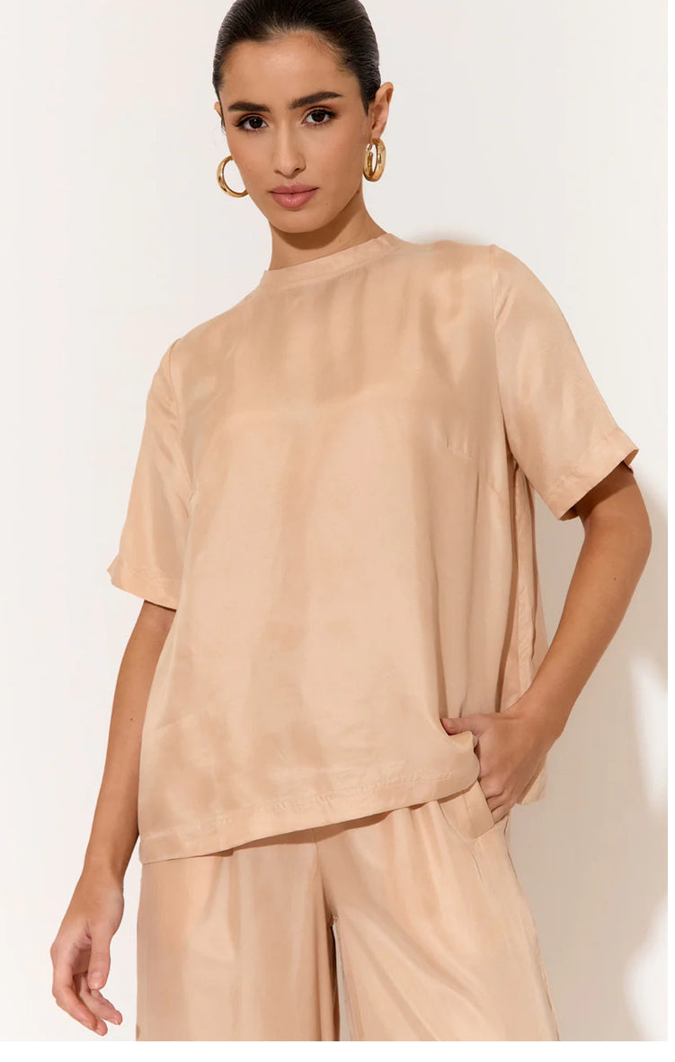 Adorne Ladies Arden Cupro Top in Camel
