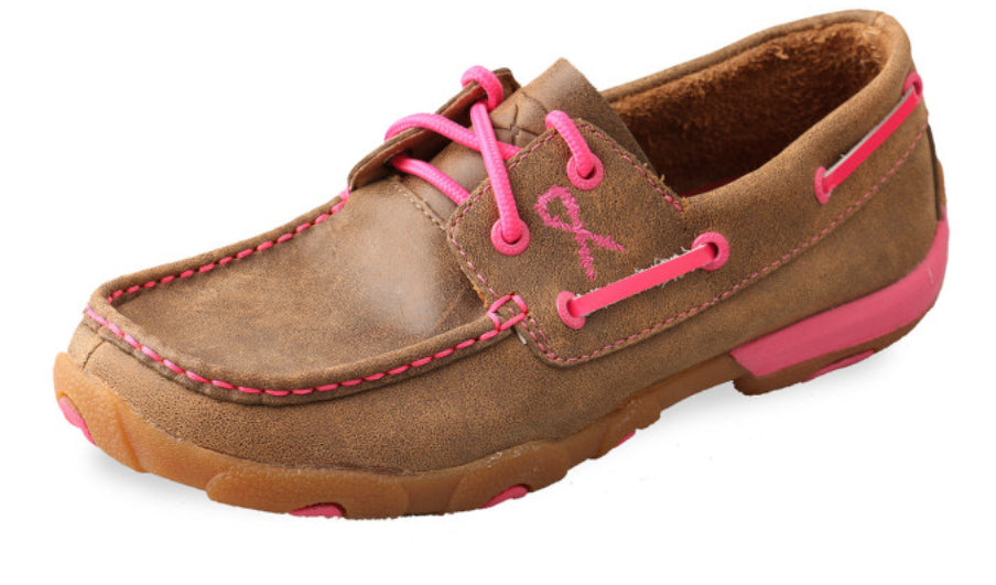 Twisted X Womens Pink Ribbon Lace Up Moc