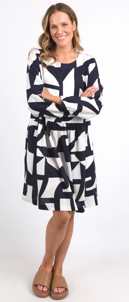 Elm Ladies Dali Dress Midnight Abstract