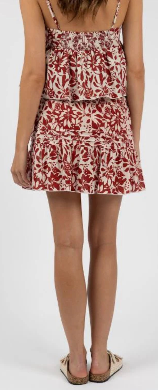 Humidity Eden Tier Top in Brick print