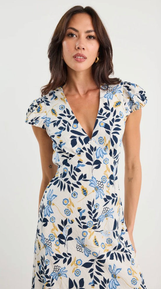 Sweetie Floral Pairie Cap Sleeve Bias Maxi Dress