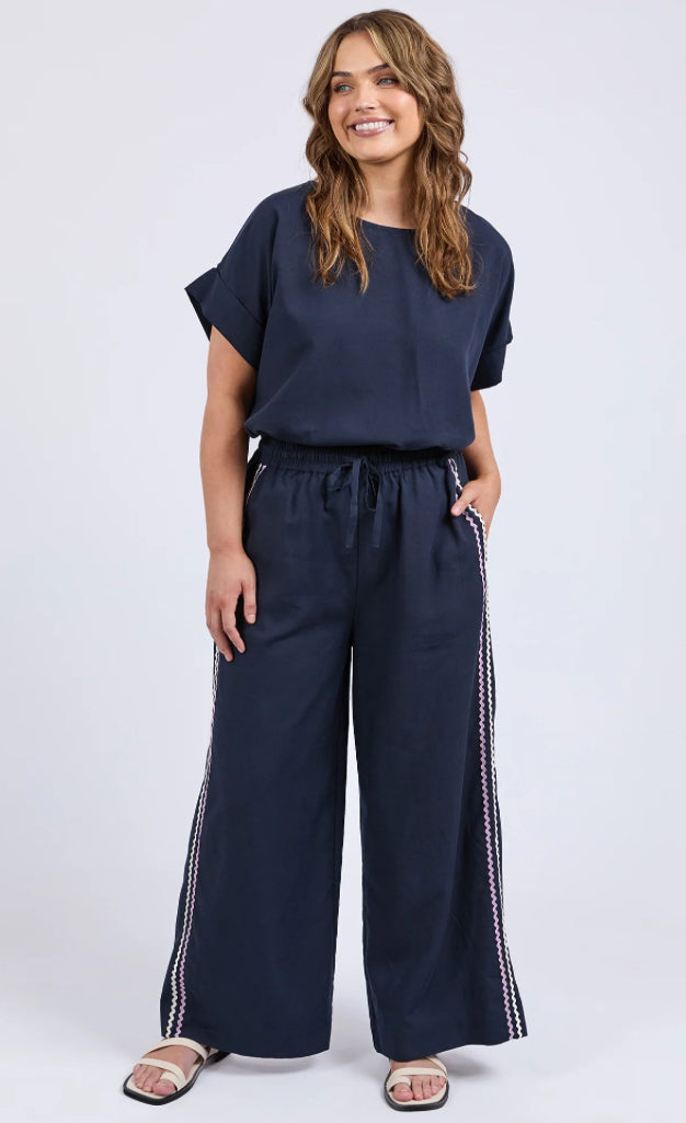 Elm Ladies Ric Rac Navy Pants