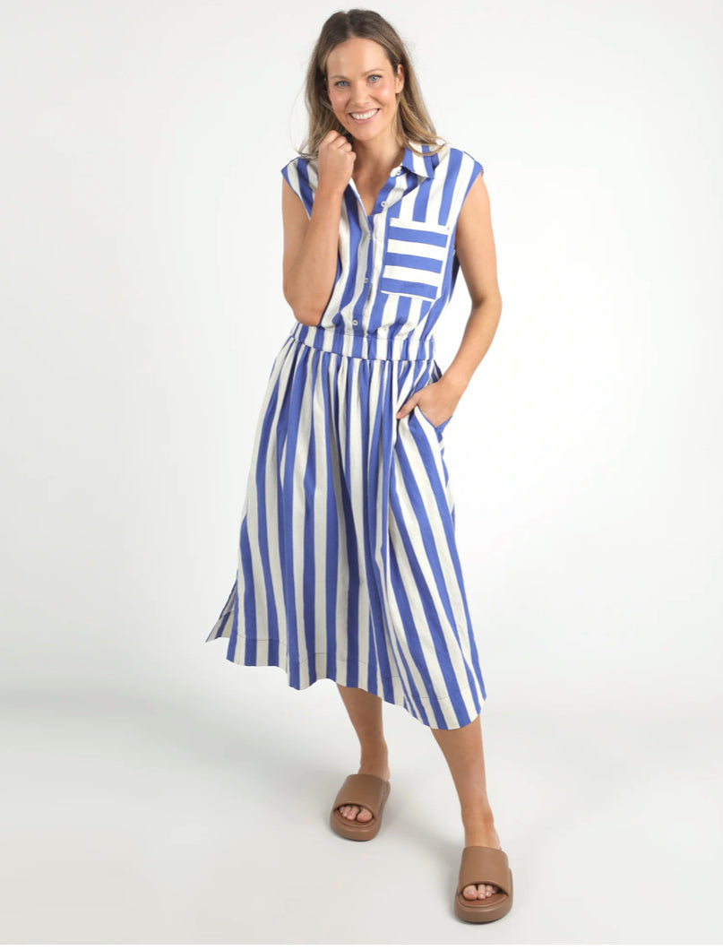 Palermo Stripe Dress Blue/Marshmallow
