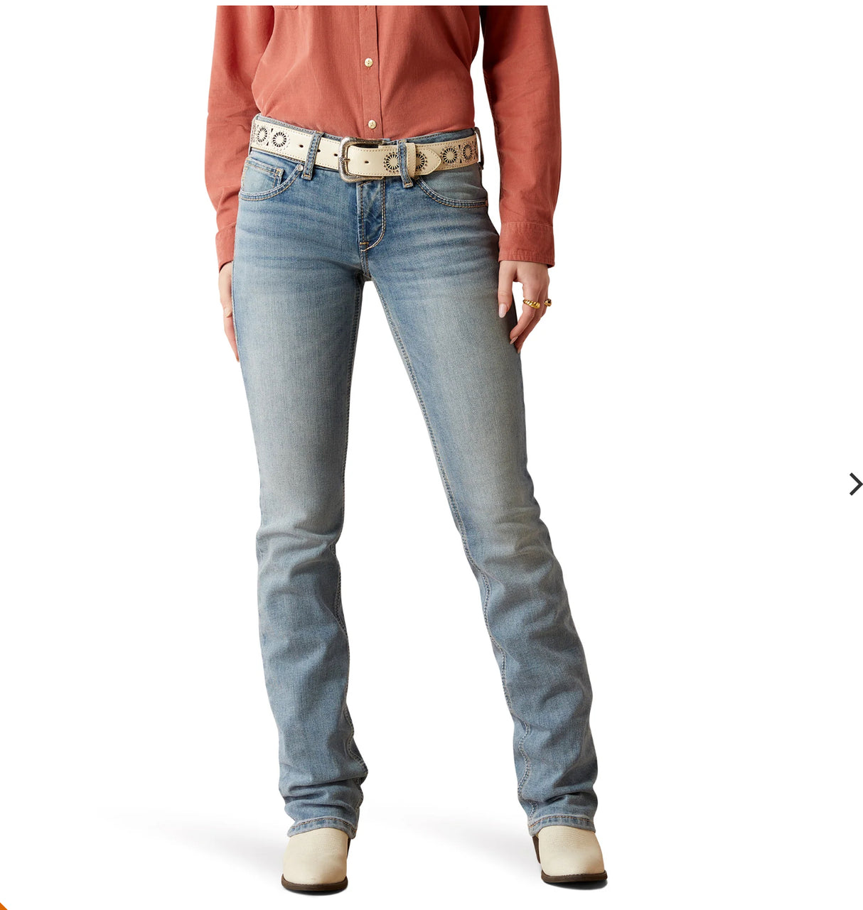 Ariat Ladies Mid Rise Mallory Straight Leg Jeans - Oklahoma - 10053528