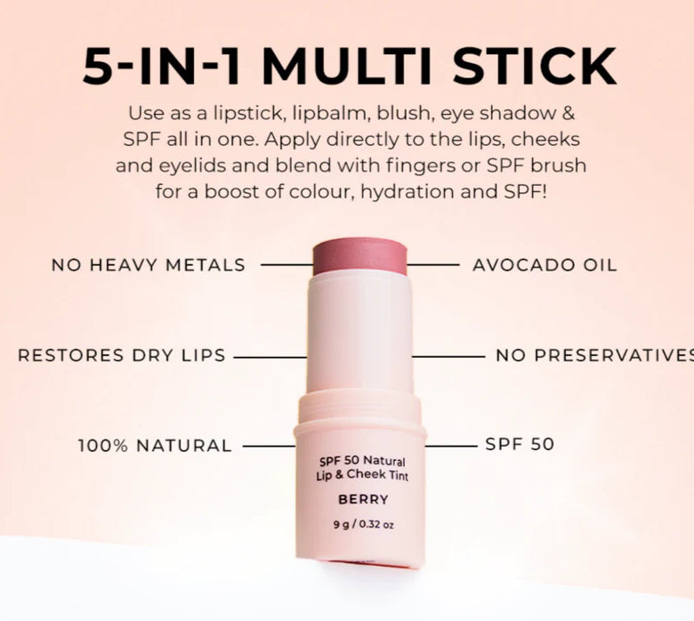 Avocado Zinc SPF 50+ Natural Lip and Cheek Tint