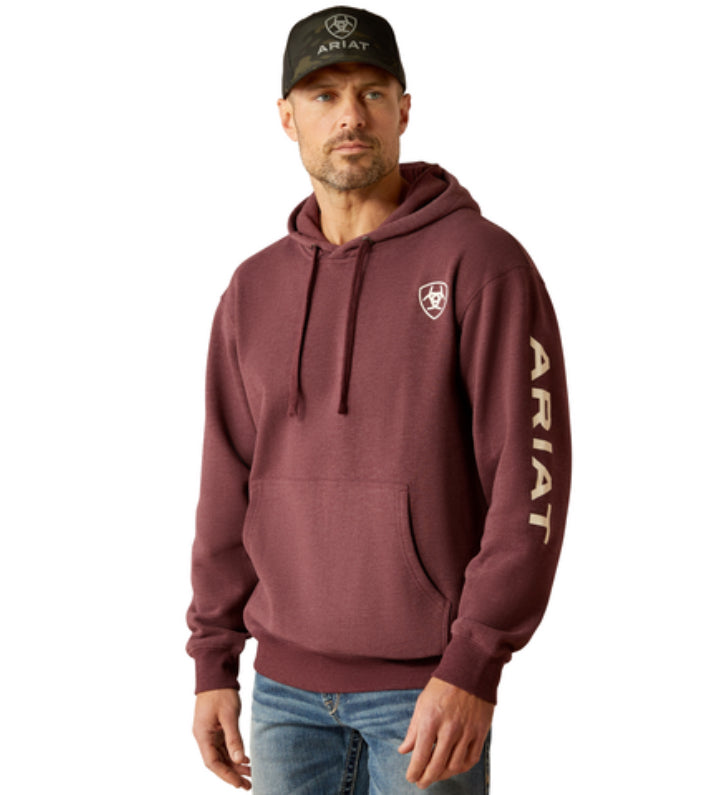 Ariat Mens Logo Hoodie Malbec Heather/Soft White - 10052768