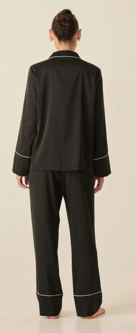 Gingerlilly Adele Solid Black Satin PJ