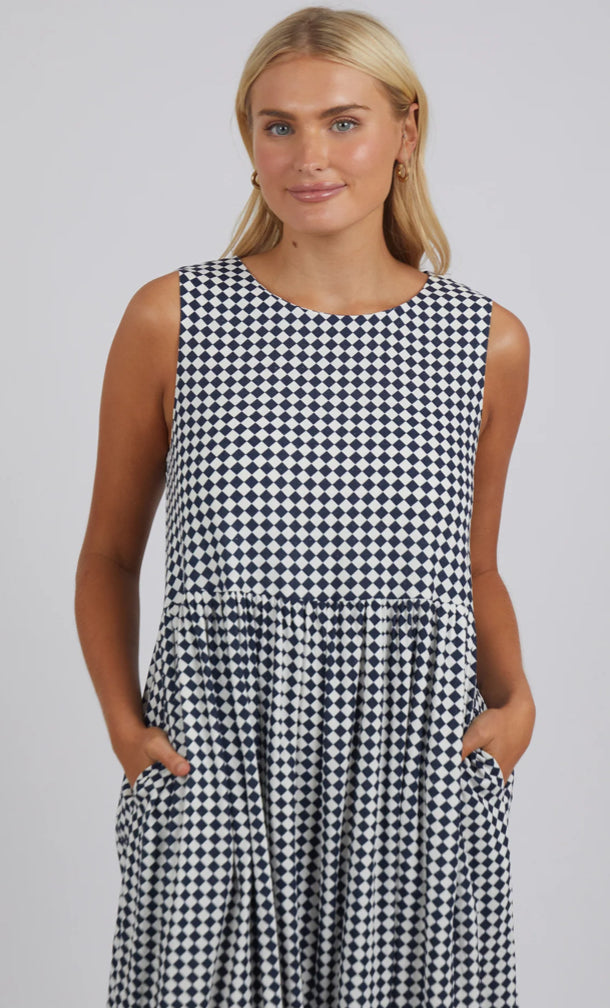 Elm Ladies Zest Dress in navy Check