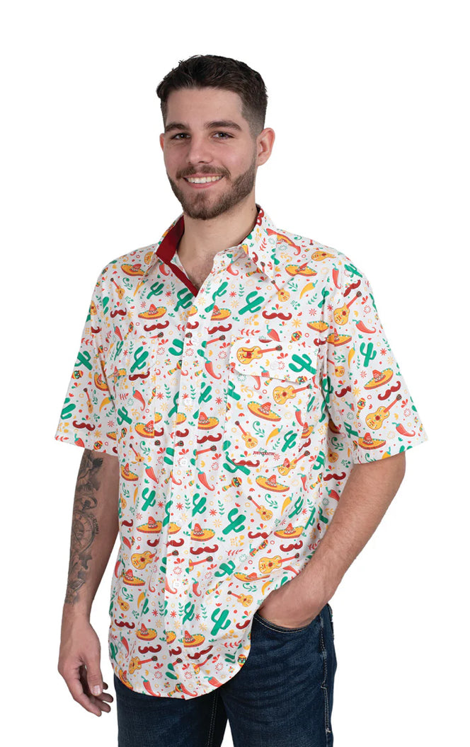 Jordan Short Sleeve Full Button White/Cactus/Chilli