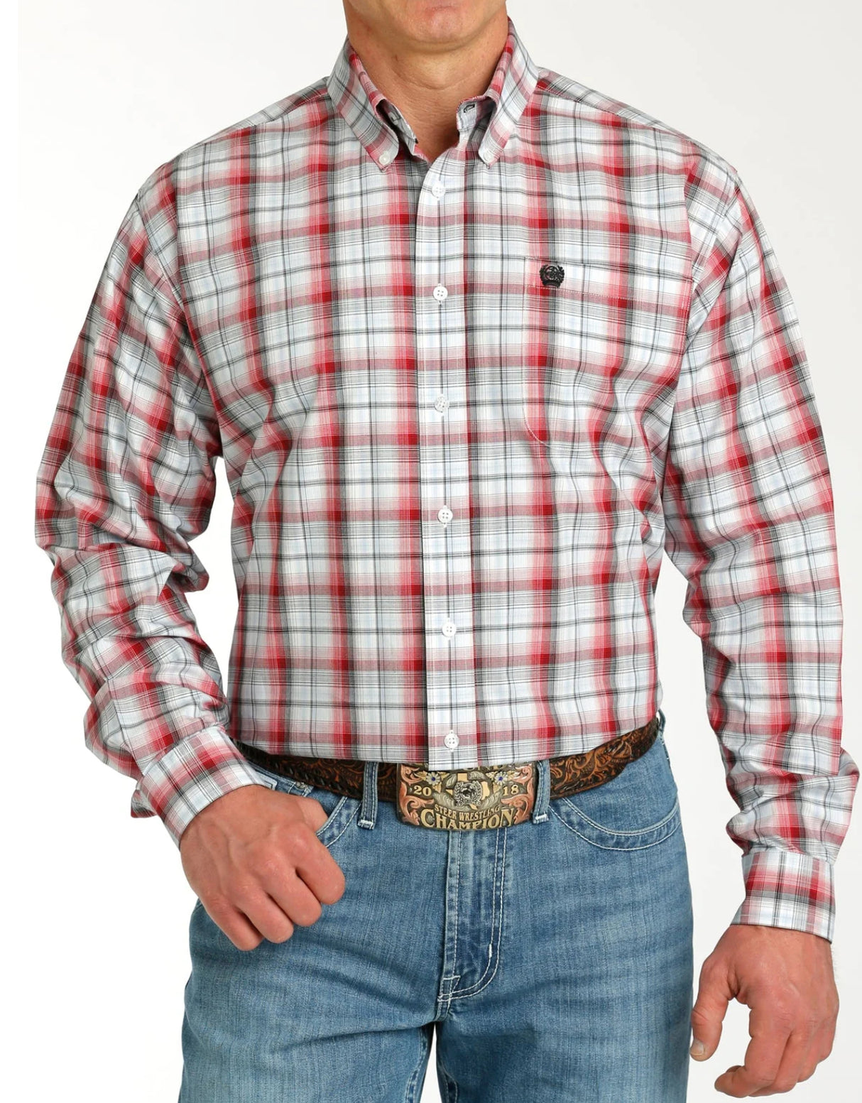 Cinch Mens Red Plaid shirt MTW1105767