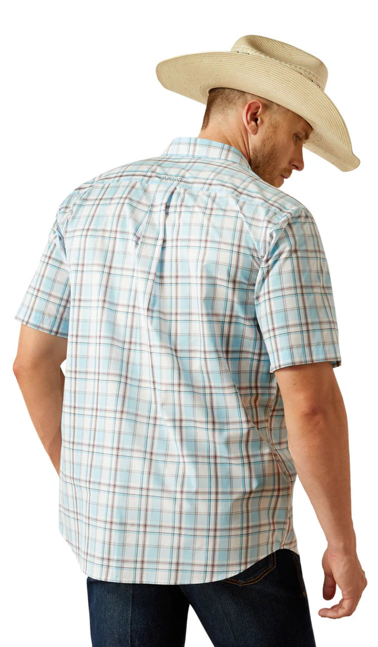 Ariat Mens Pro Geoffrey Short Sleeved Shirt in Light Turquoise 10054686