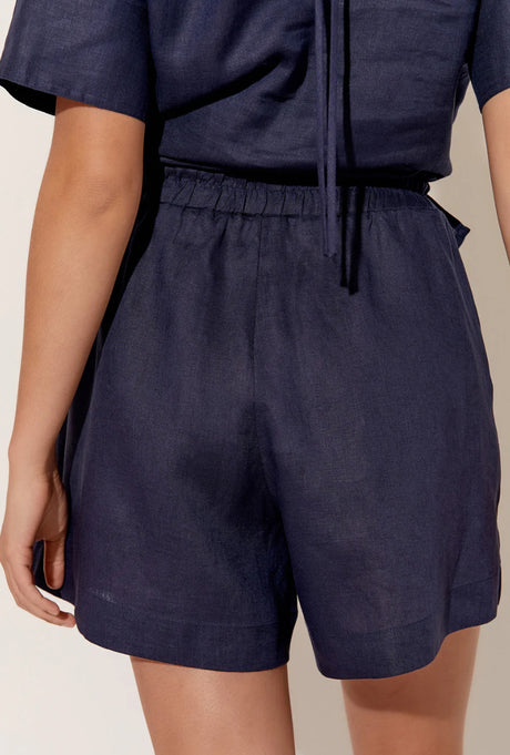 Adorne Ladies Elora Linen Shorts - Navy