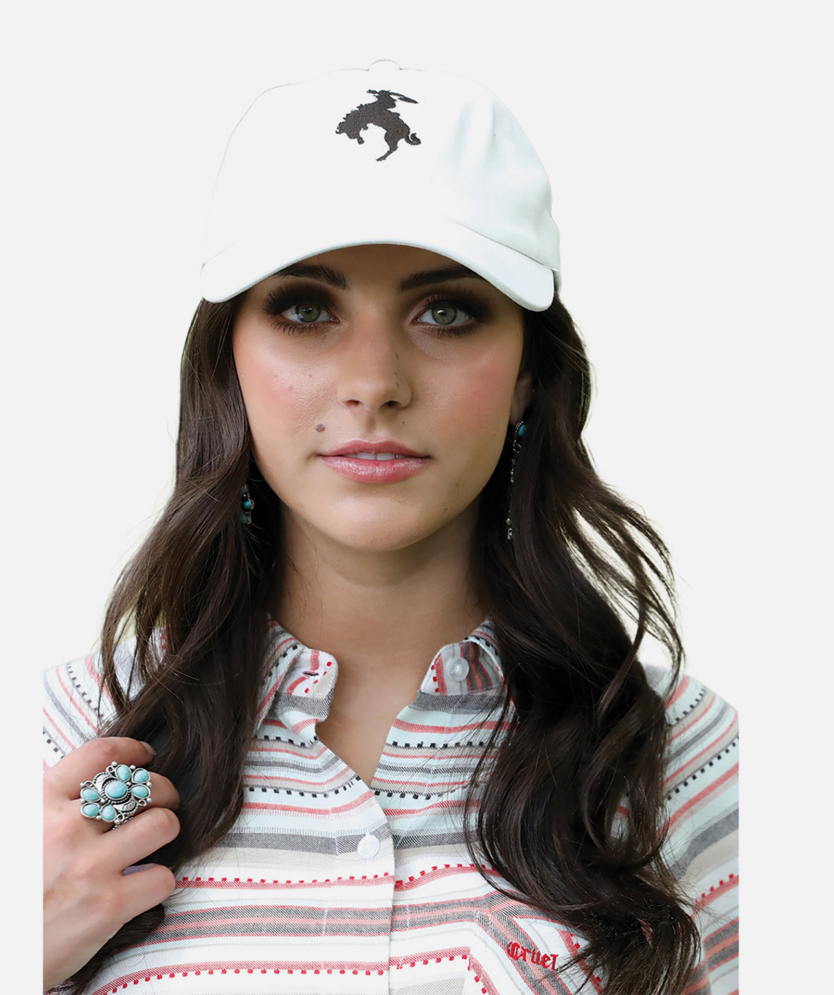 Cinch Ladies Cap - White With Bucking Bronc