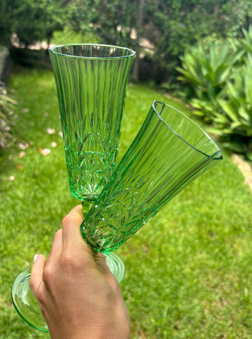 Acrylic Crystal Cut Tumblers and Flutes in Jade