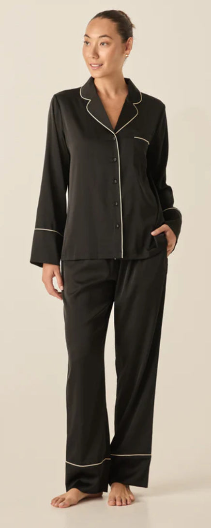 Gingerlilly Adele Solid Black Satin PJ