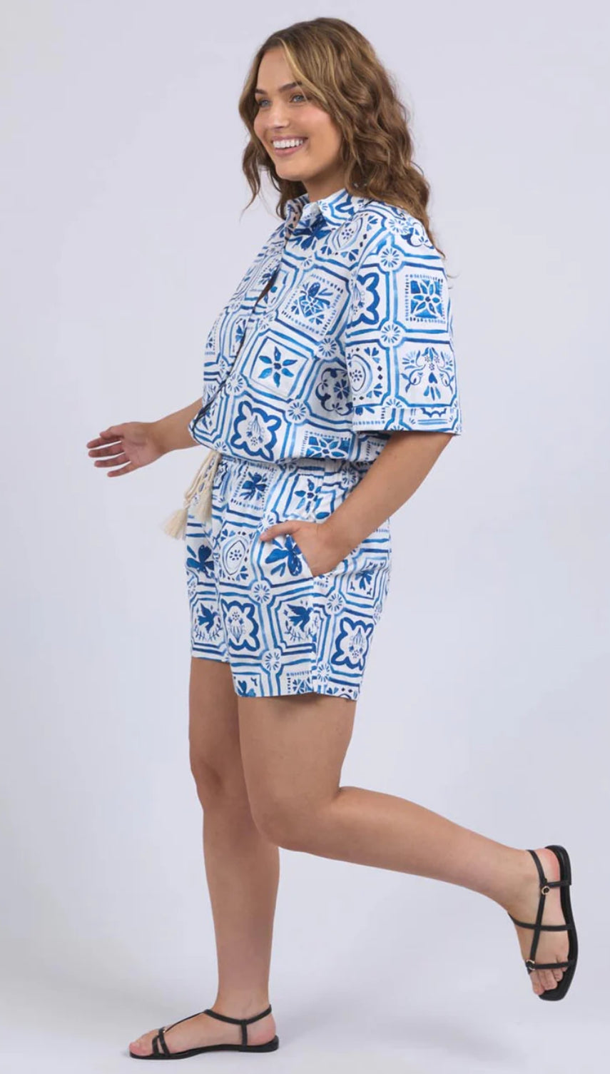 Elm Ladies Dolce Tile Short in Ocean Tile Print