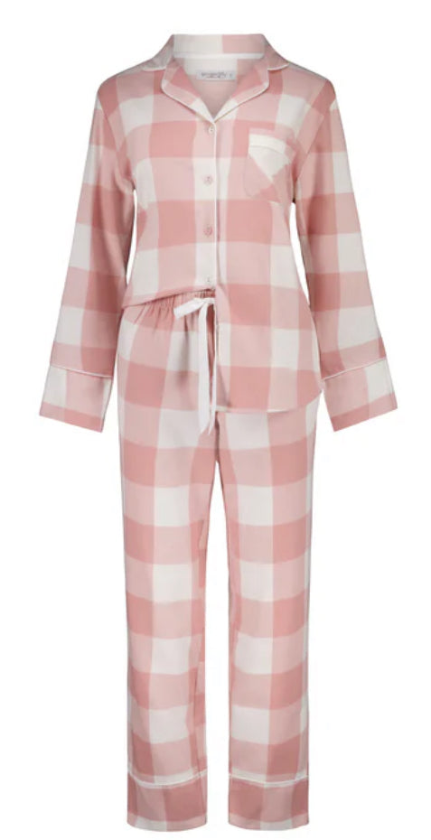 Gingerlilly Ladies Saffron Pink Cotton Check PJ