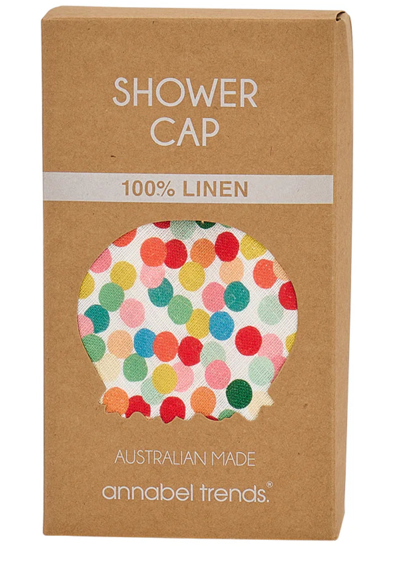Shower Cap 100% Linen Confetti