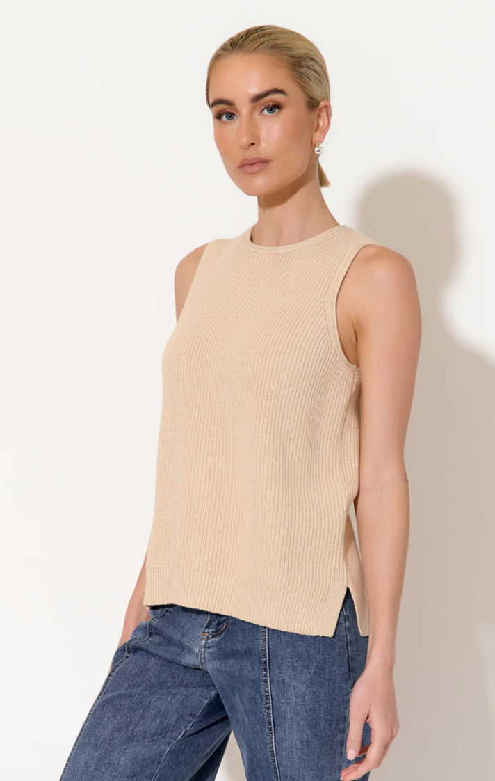 Adorne Ladies Laurel Cotton Knit Sleeveless Top in 2 Colours