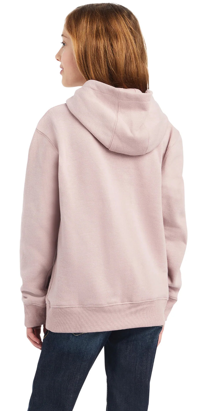 Ariat Girls REAL Glitter Logo Hoodie Nostalgia Rose Heather 10042234