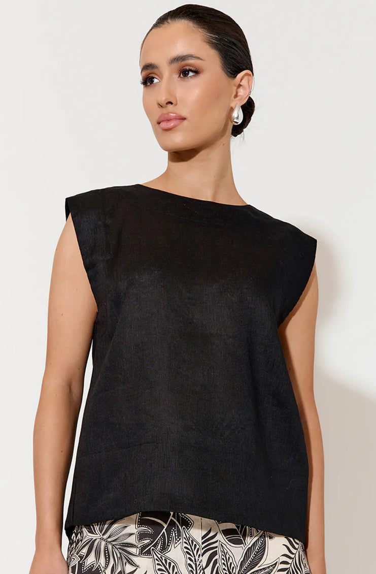 Adorne Ladies Kita Linen Button Back Top in 3 Colours