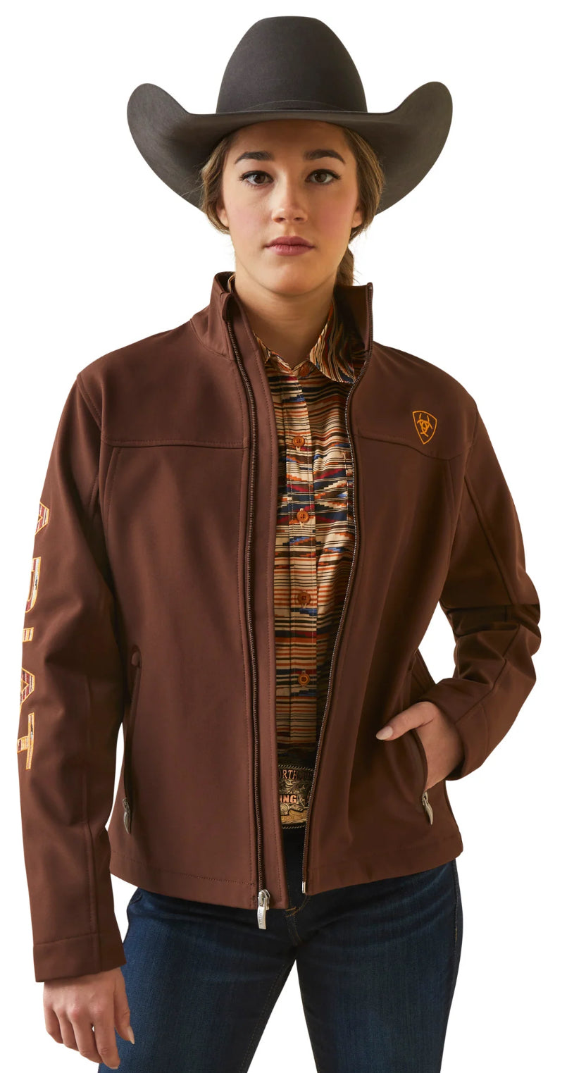 Ariat Womens Team Logo Softshell Chimayo Jacket in Shaved chocolate
