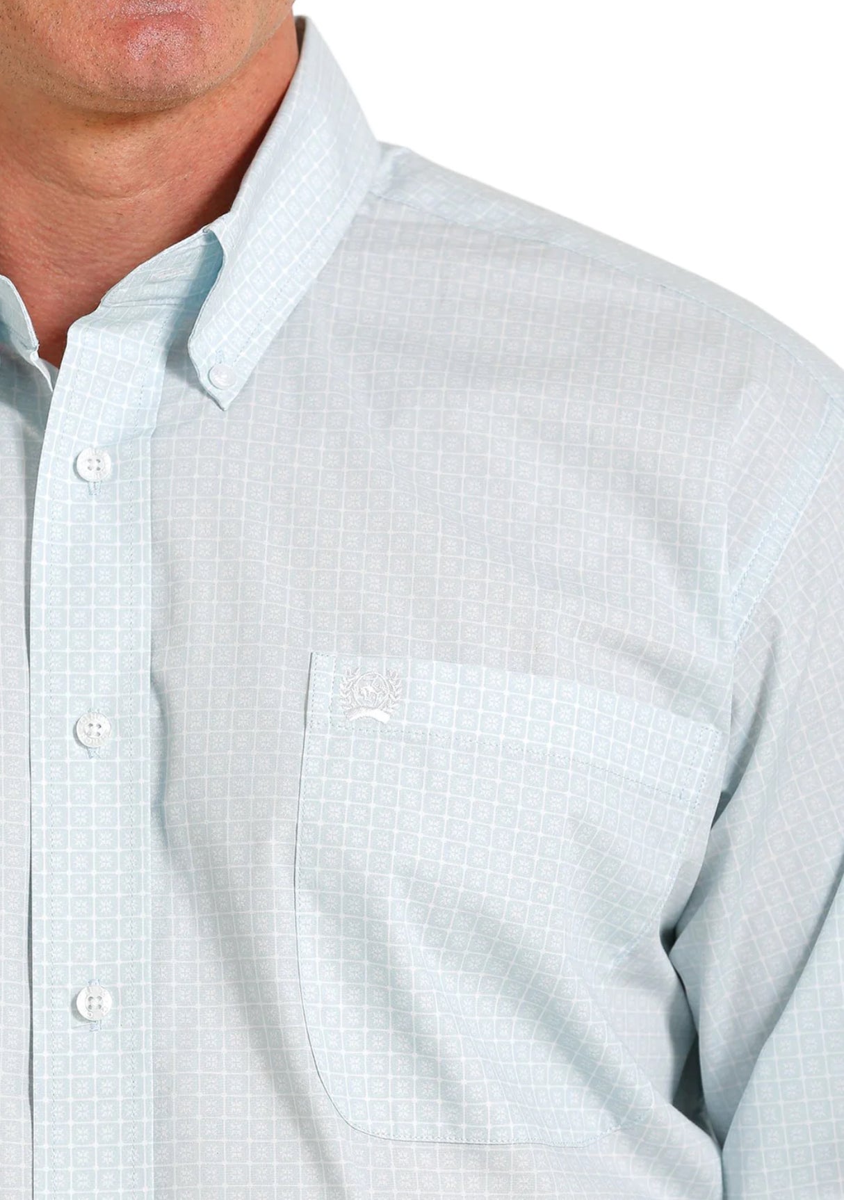Cinch Mens Pale Blue Patterned Shirt MTW1105603