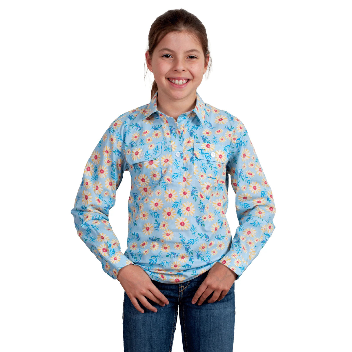 Just Country Girls Harper Shirt Sky Daisies GWLS2400