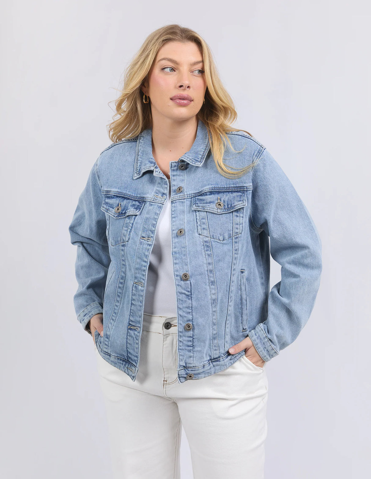Elm Ladies Becca Denim Jacket - Light Blue