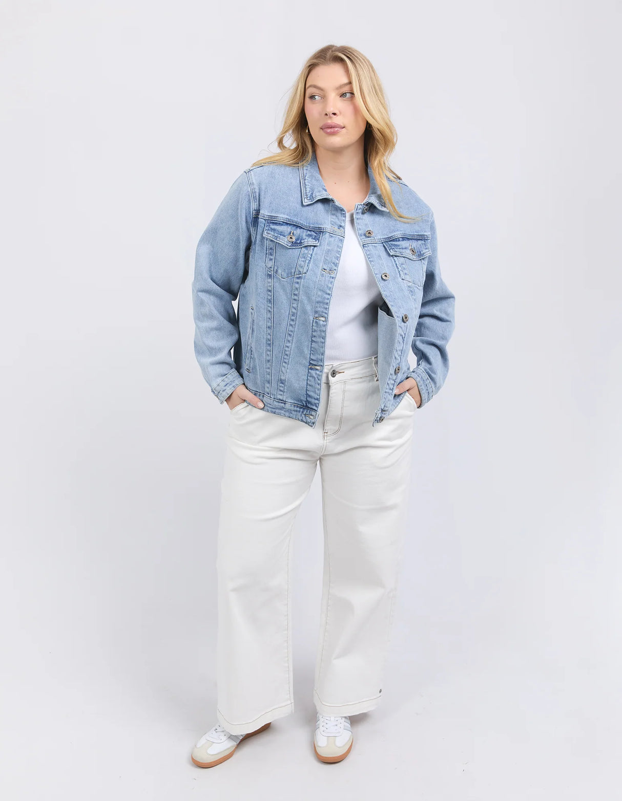Elm Ladies Becca Denim Jacket - Light Blue