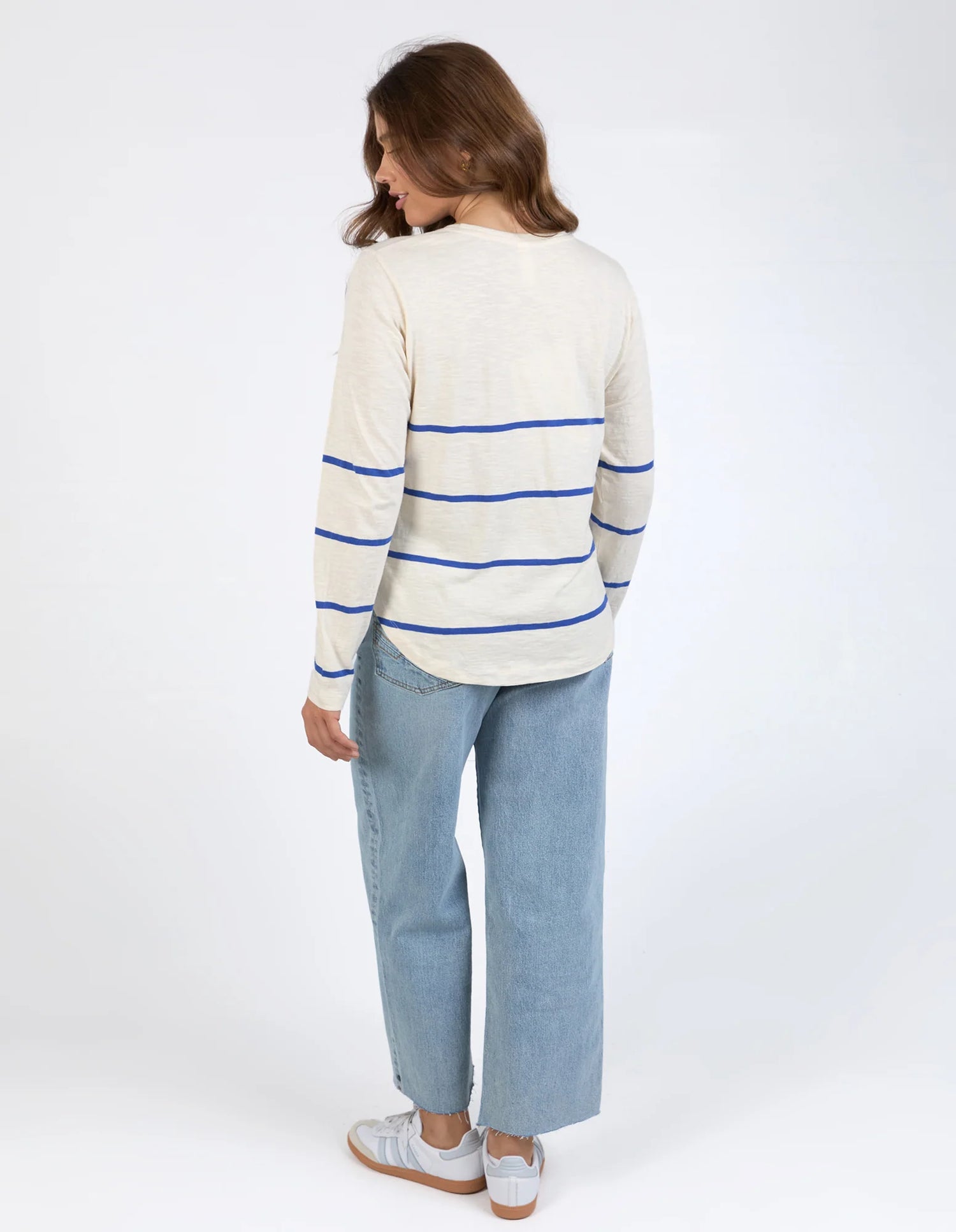 Elm Ladies Crosby Long Sleeve Top - Blue/White Stripe
