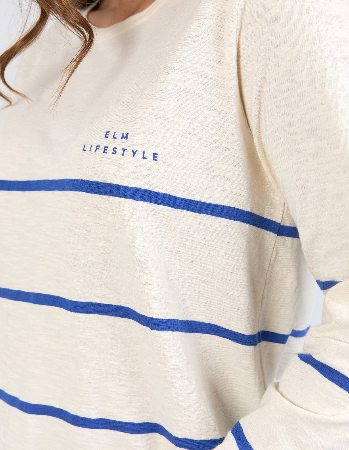 Elm Ladies Crosby Long Sleeve Top - Blue/White Stripe