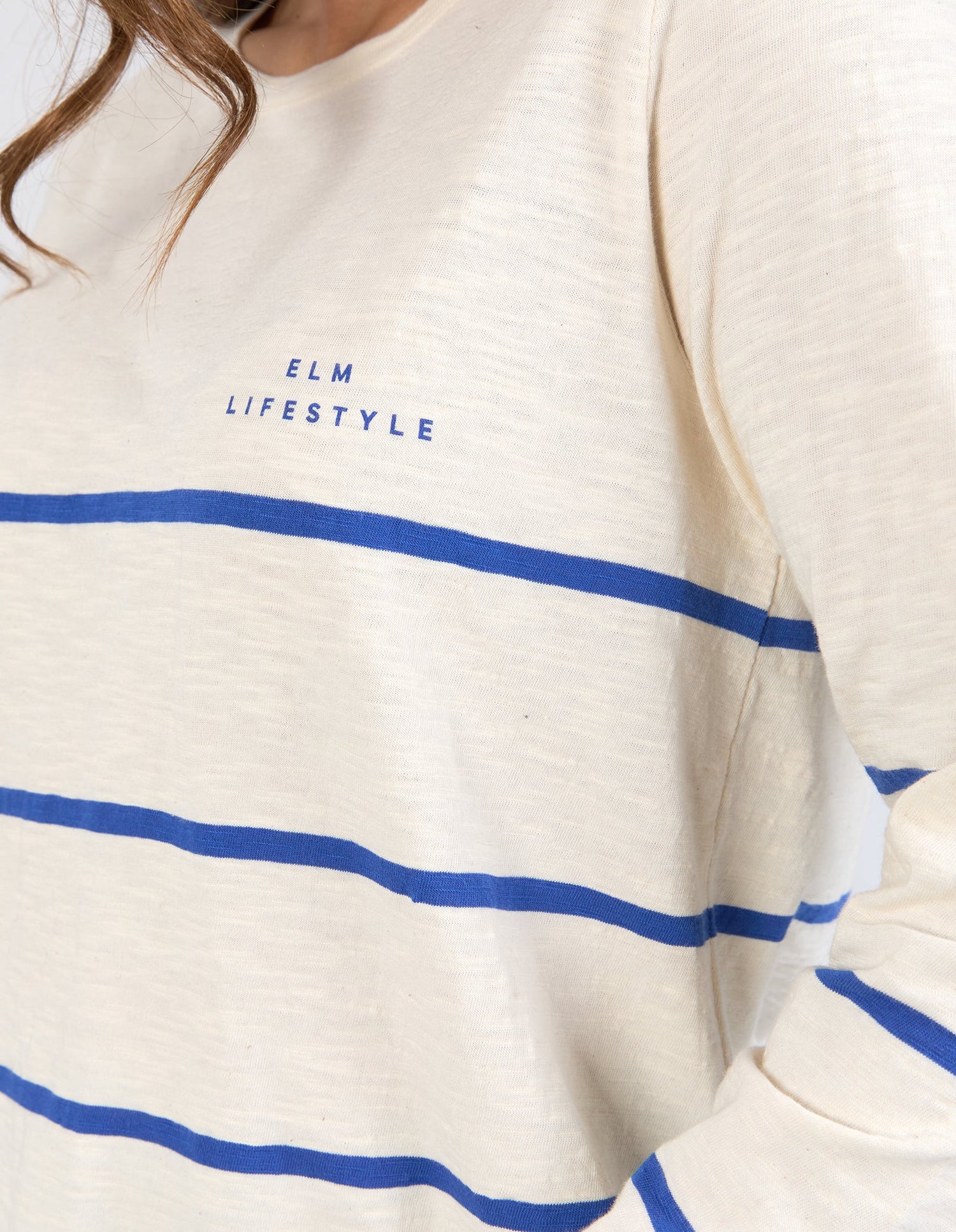 Elm Ladies Crosby Long Sleeve Top - Blue/White Stripe