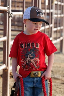 Cinch Boys Steer Wrestling T-Shirt - Red - MTK7671095
