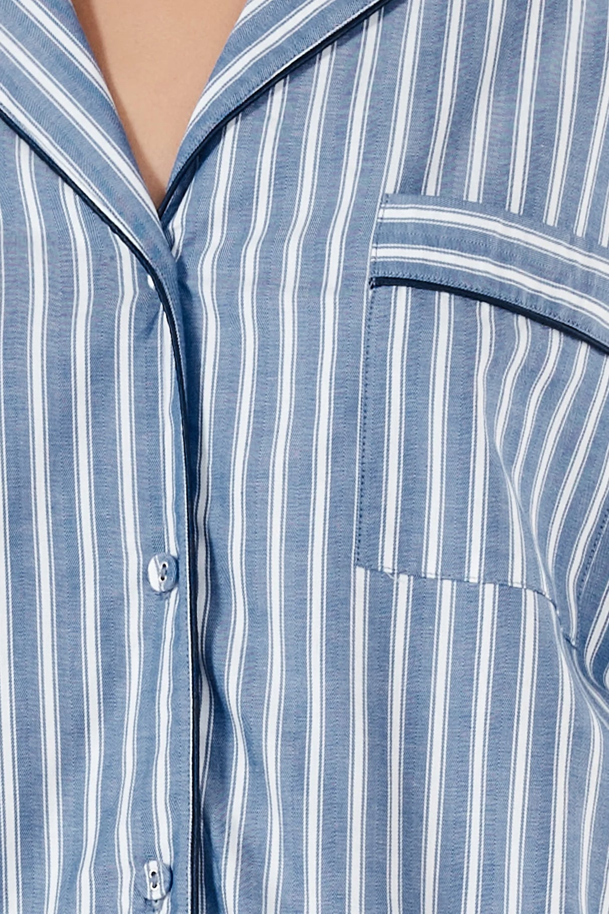 Gingerlilly Ladies Octavia Cotton Stripe PJ Set - Blue