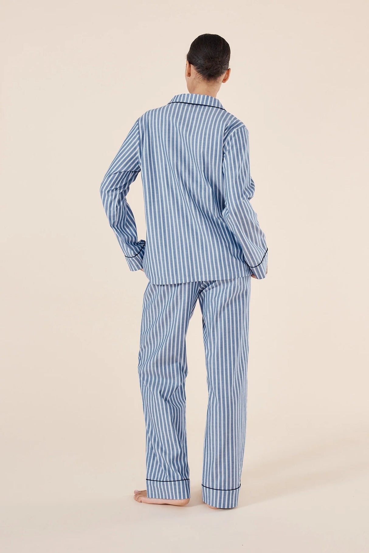 Gingerlilly Ladies Octavia Cotton Stripe PJ Set - Blue