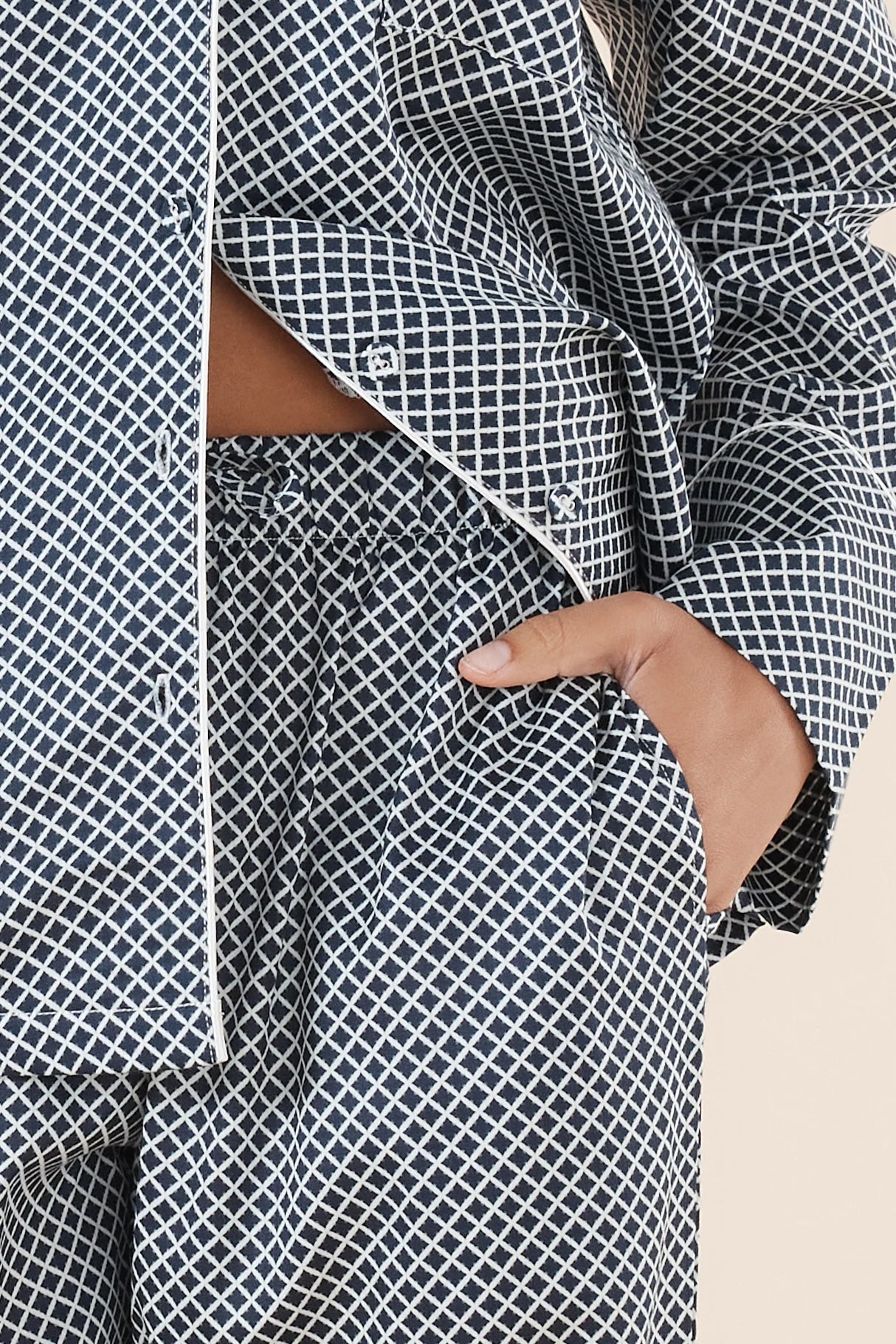 Gingerlilly Ladies Sky Diamond Cotton PJ Set - Navy