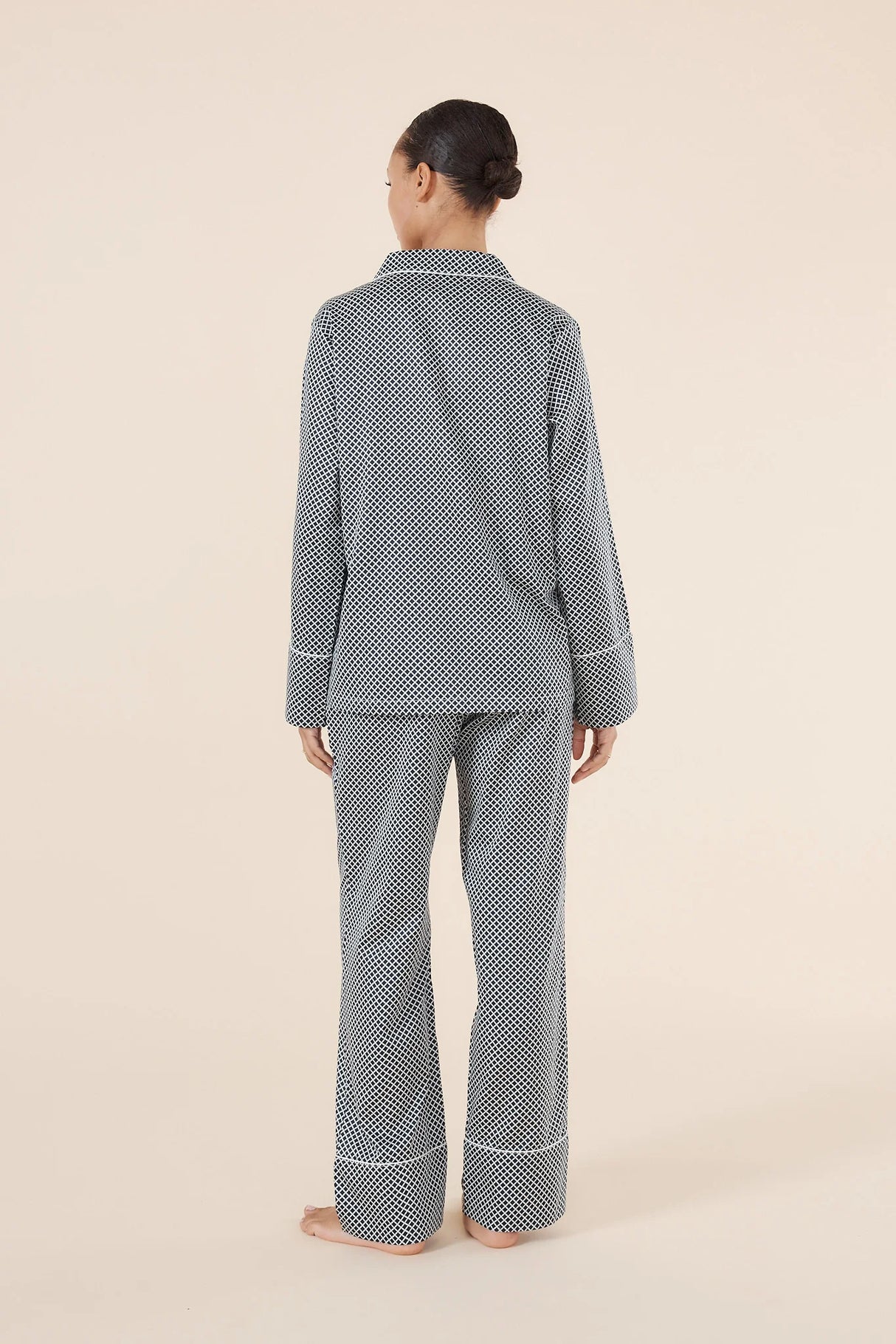 Gingerlilly Ladies Sky Diamond Cotton PJ Set - Navy