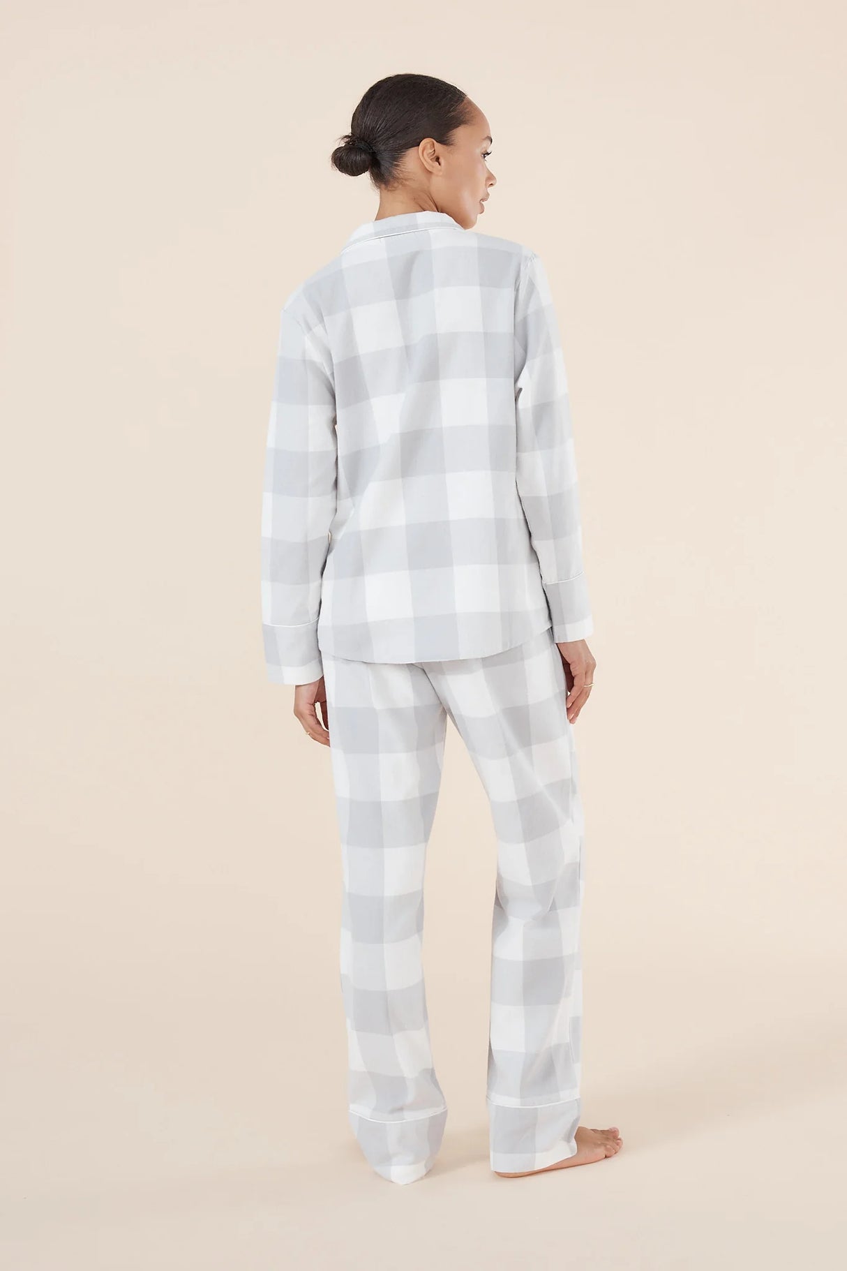 Gingerlilly Ladies Emery Buffalo Check Cotton PJ Set - Grey