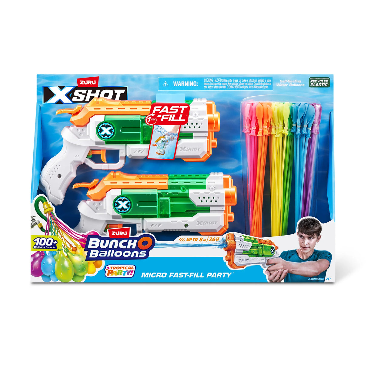 Zuru X-Shot Fast Fill Micro Blasters & Bunch O Balloons - Tropical Party