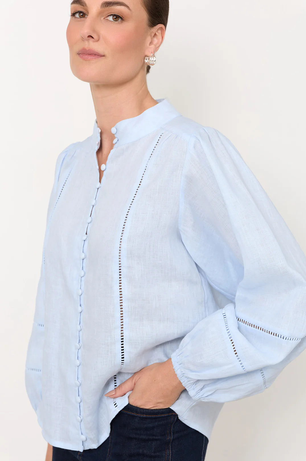 Adorne Juno Trim Detail Long Sleeved Top