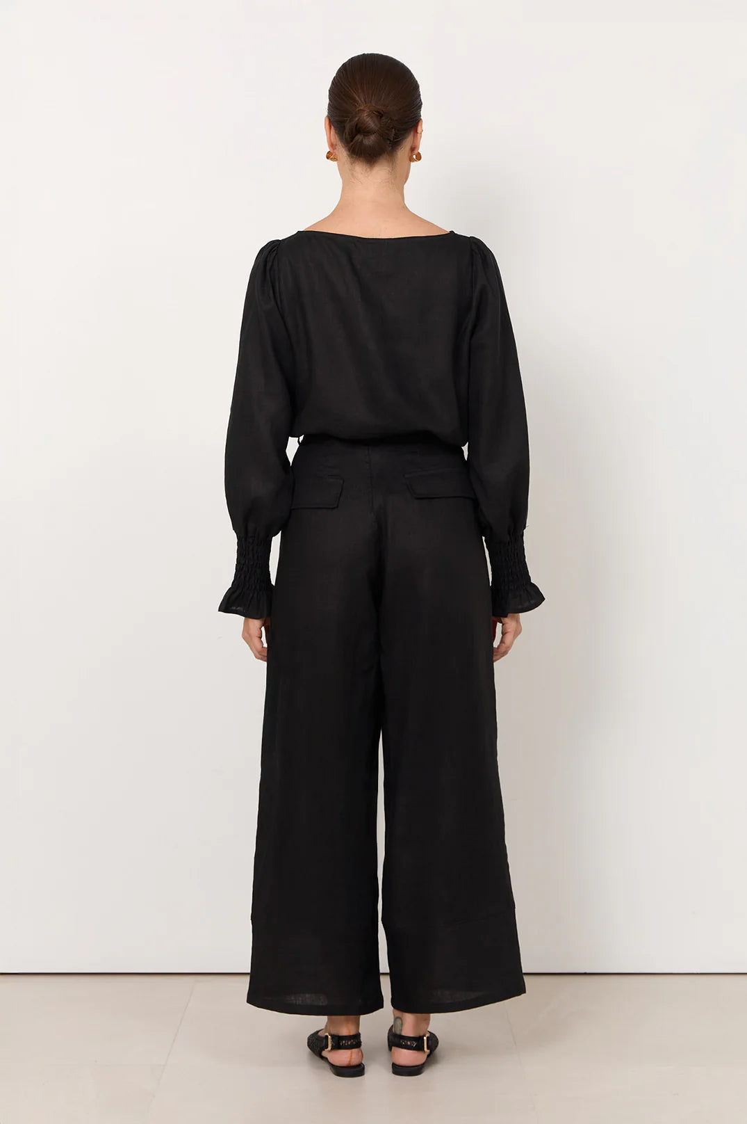 Adorne Ladies Gabriella Linen Pants in Black